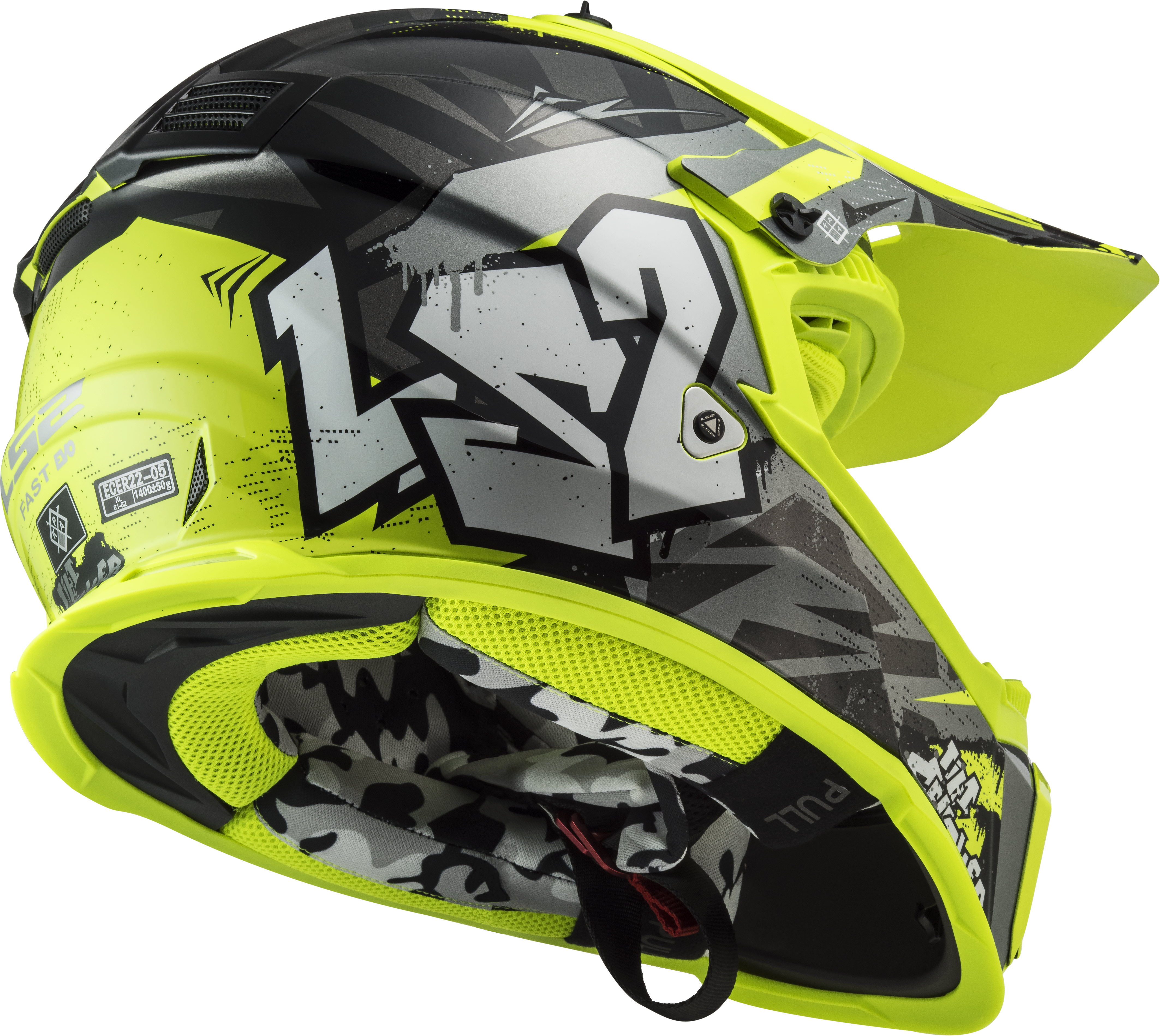 MX437 FAST EVO II MINI CRUSHER GLOSS BLACK H-V YELLOW