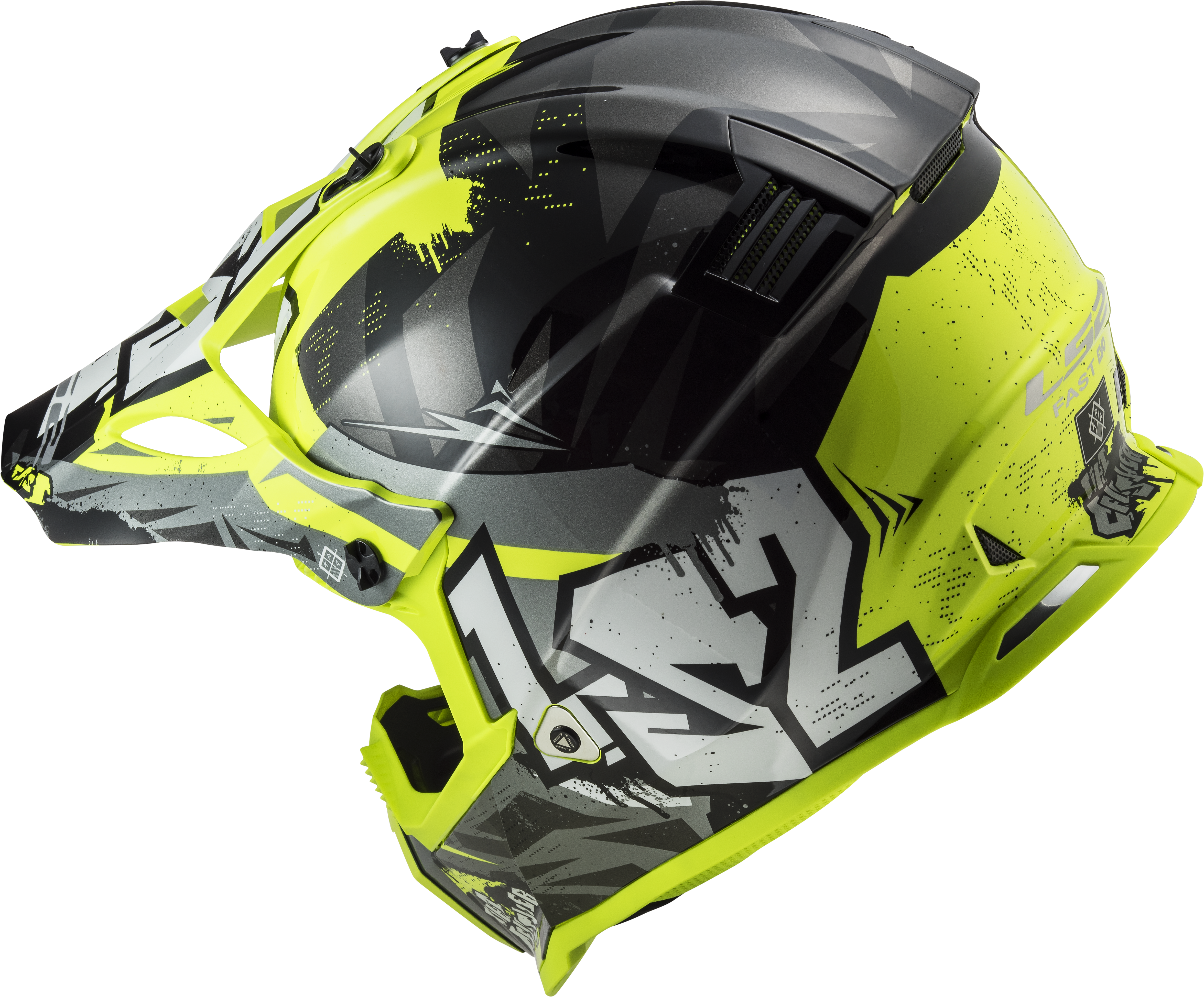 MX437 FAST EVO II MINI CRUSHER GLOSS BLACK H-V YELLOW