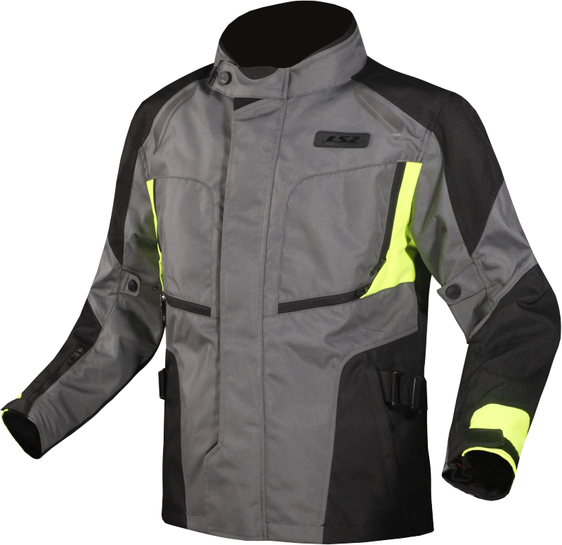 LS2 Phase Motorradjacke - Grau Schwarz H-V Gelb