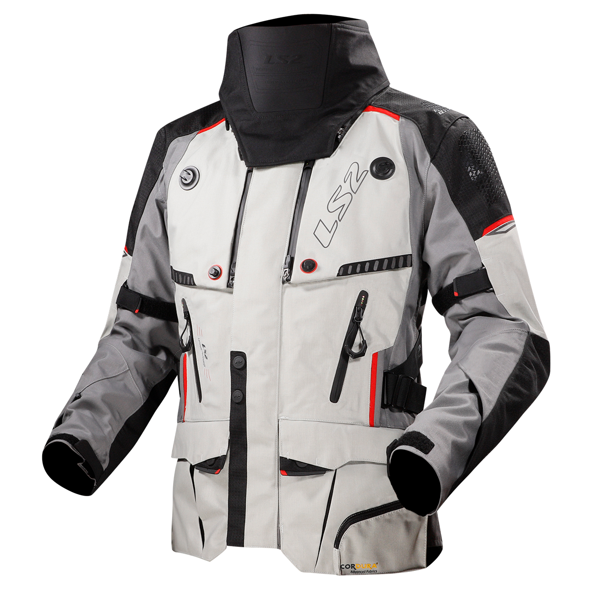 LS2 Apollo Motorradjacke - Grau Schwarz Rot