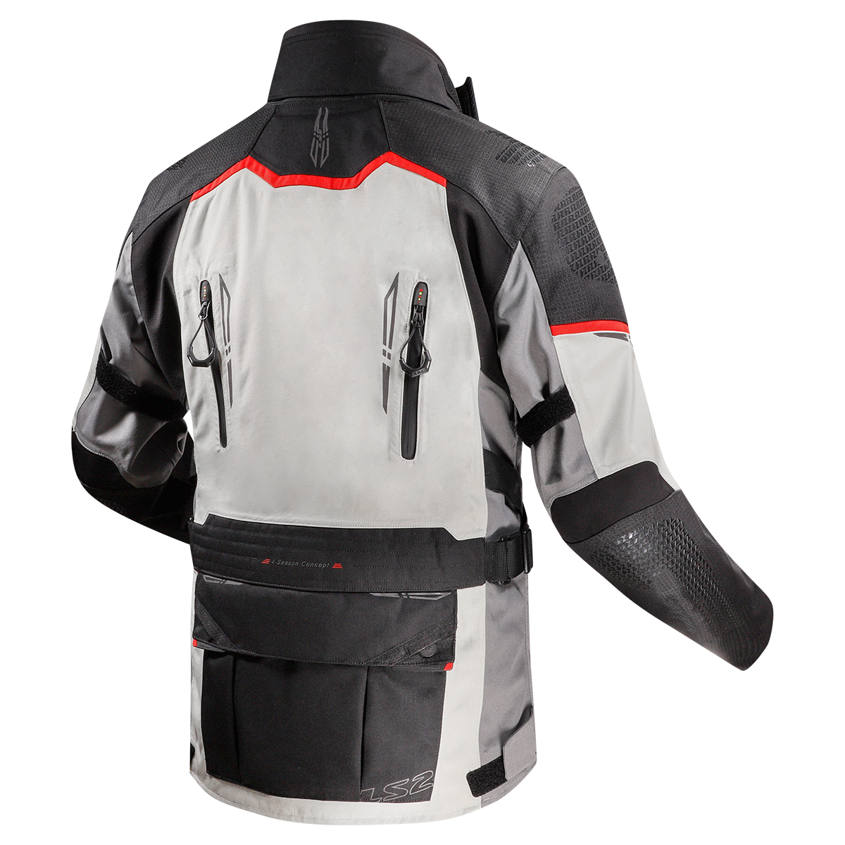 LS2 Apollo Motorradjacke - Grau Schwarz Rot