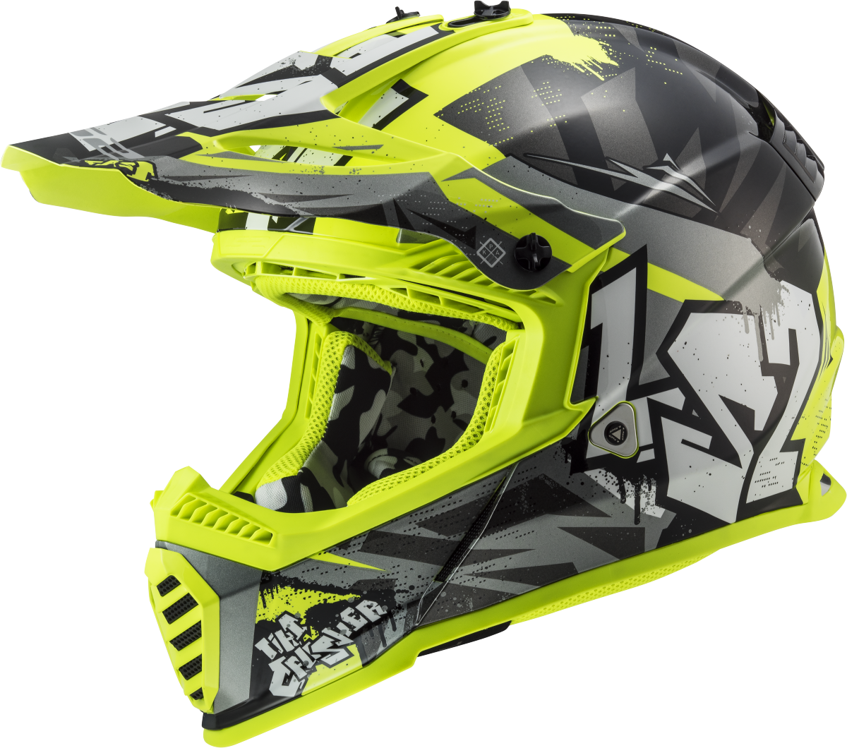 MX437 FAST EVO II MINI CRUSHER GLOSS BLACK H-V YELLOW