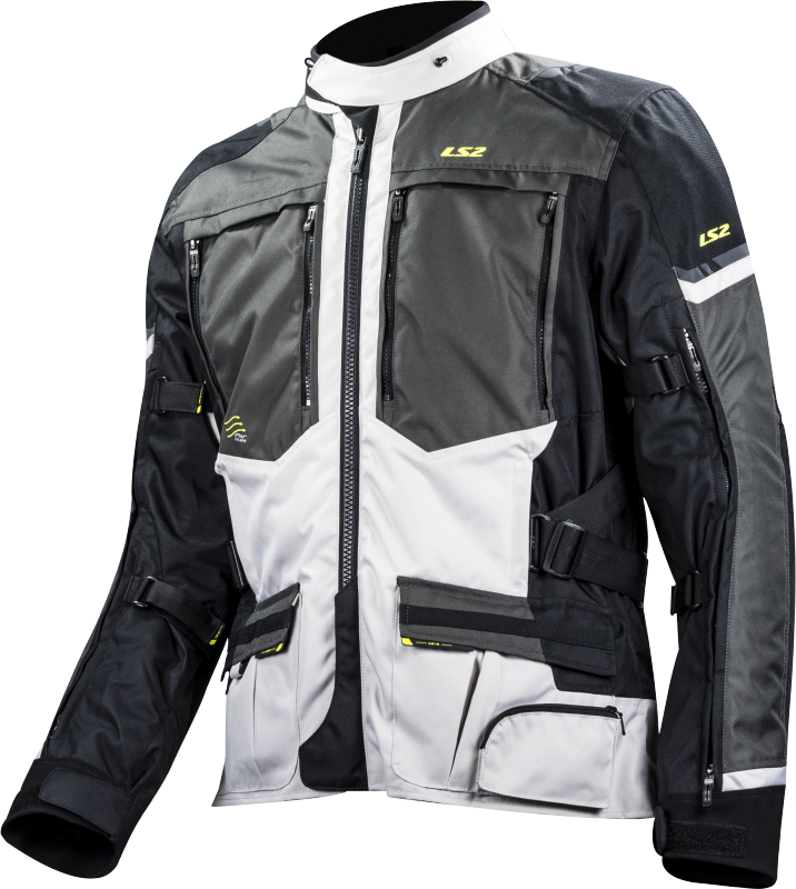 LS2 Norway Motorradjacke - Schwarz Grau helles Grau Gelb